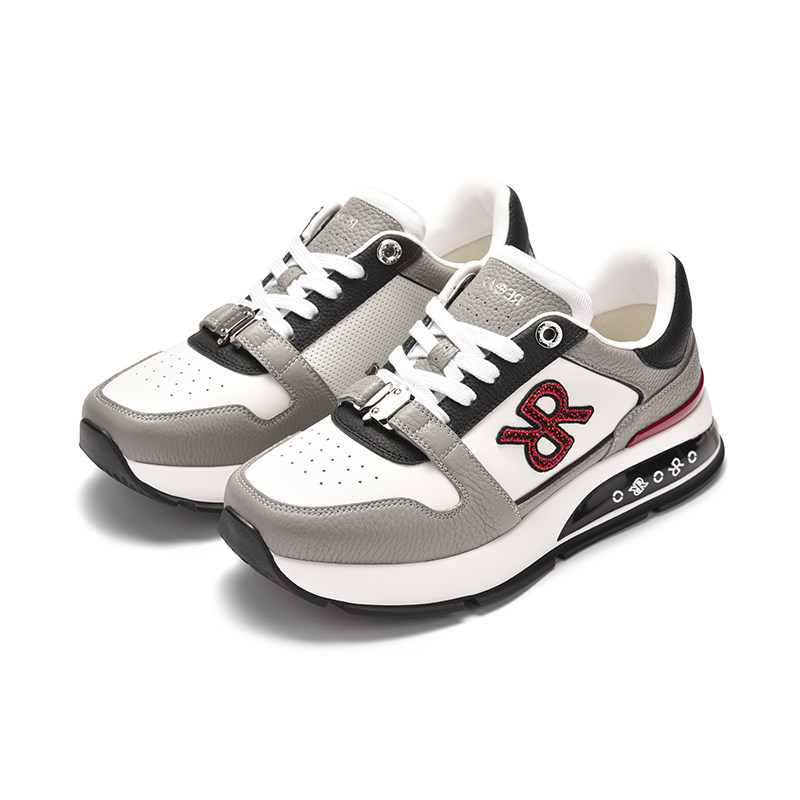 RARE威雅男鞋 2026春夏新款logo刺绣拼色牛皮革鞋子运动