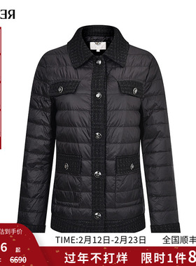 RARE威雅女装 秋冬新款黑色阔版花纱羽绒服外套RR2246130130