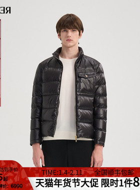 RARE威雅男装 2025冬季新款立领休闲外套男士黑色鹅绒羽绒服