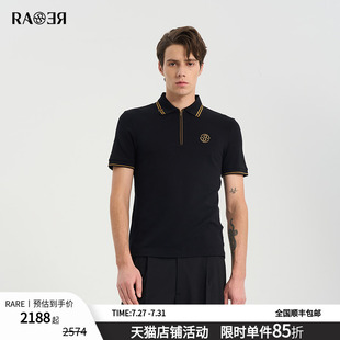 夏季 丝绵大珠地黑色翻领POLO衫 RARE威雅男装 新款 T恤 男士 短袖