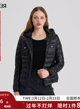 RARE威雅女装 秋冬新款女士外套黑色保暖轻薄羽绒服RR2246130118