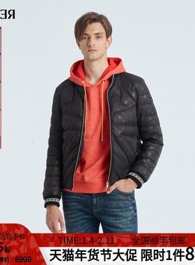 RARE威雅男装 秋冬新款合身版型黑色立领轻薄男士羽绒服