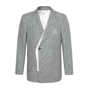 RARE威雅男装 外套珠片点缀一粒扣可脱卸门襟片西服大衣 春夏新款