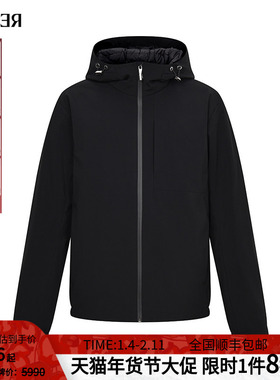 RARE威雅男装 冬季新款黑色连帽保暖外套男士【鹅绒】轻薄羽绒服