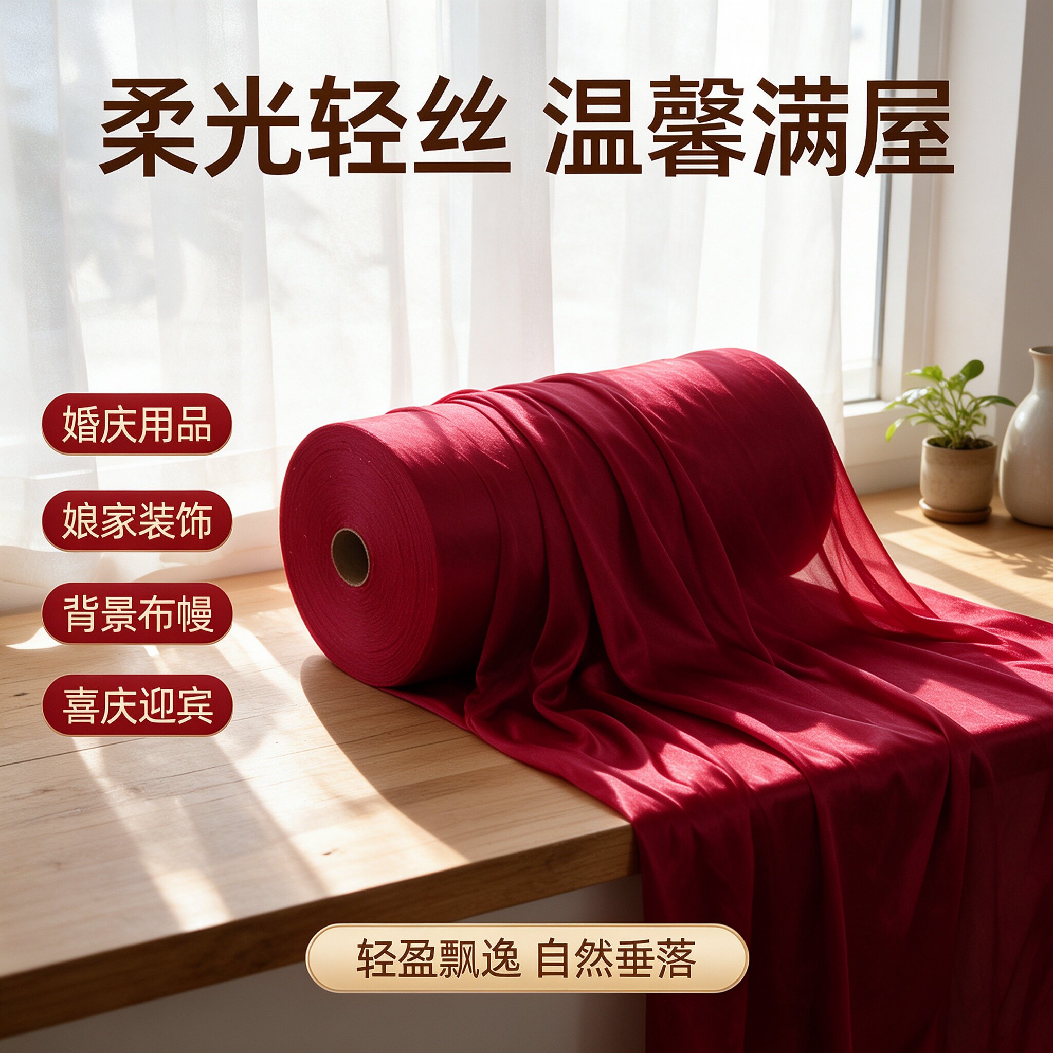 婚房背景布背景舞台婚庆用品套装中式走廊场景布置喜庆婚礼布幔