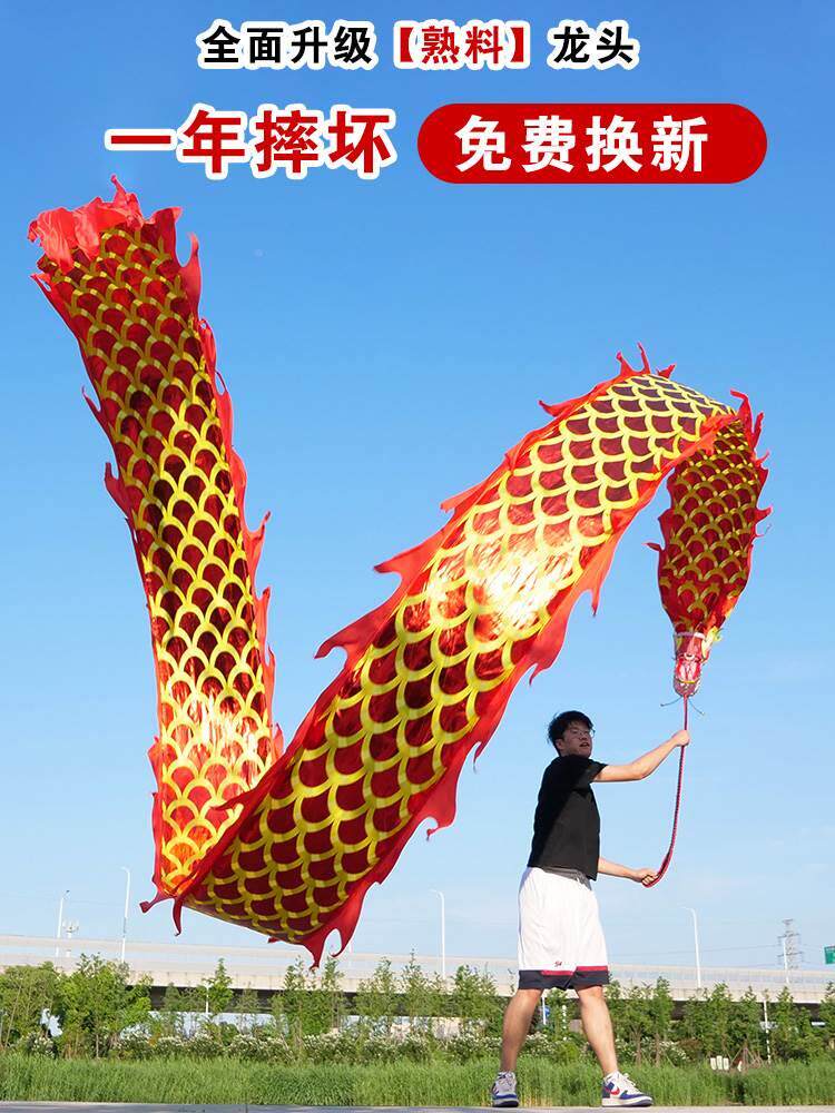 龙头单人广场飞甩抖耍飘绳子舞爪龙游龙初学运动健身龙带甩彩带舞