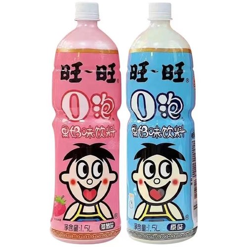 旺旺O泡果奶大瓶装1.5L原味草莓味0脂肪风味饮料儿童生日聚会饮料