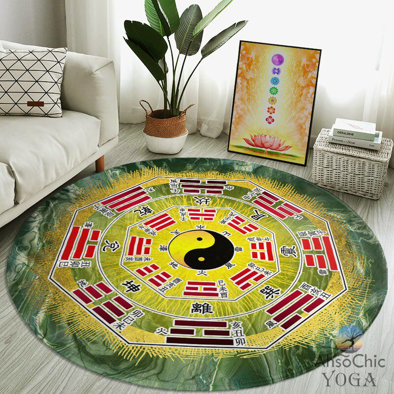 阴阳八卦太极地垫圆形地毯瑜伽垫禅修打坐冥想垫踏罡防滑垫可水洗