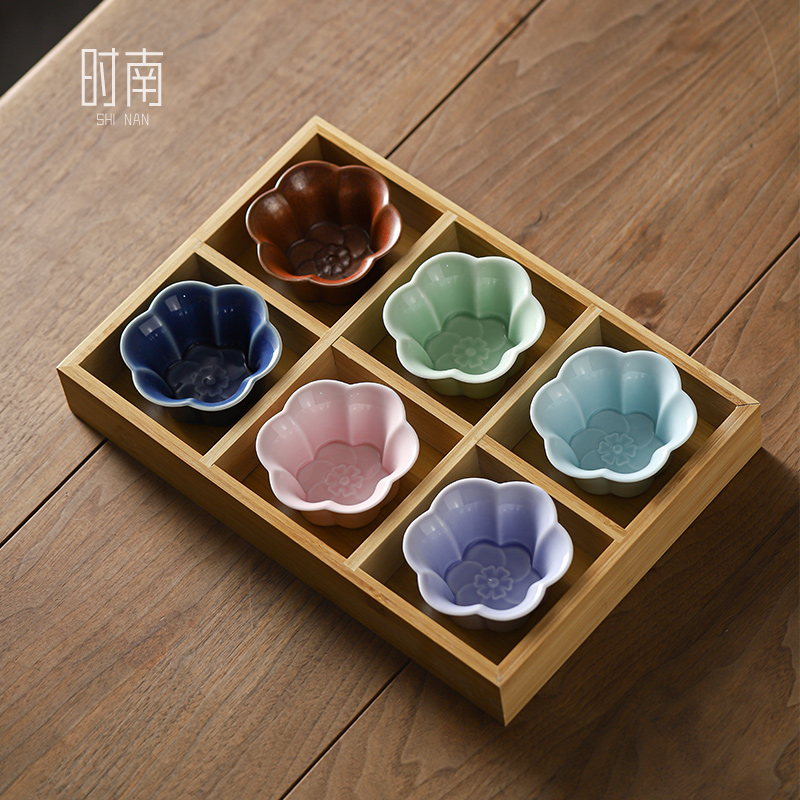 中式樱花迷你水果盘小精致陶瓷茶点盘围炉煮茶干果零食小吃收纳盘