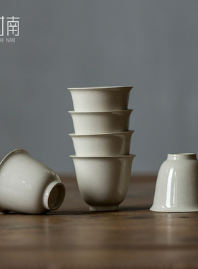 复古品茗杯主人杯单杯草木灰色釉茶碗陶瓷功夫茶具中式茶杯茶盏