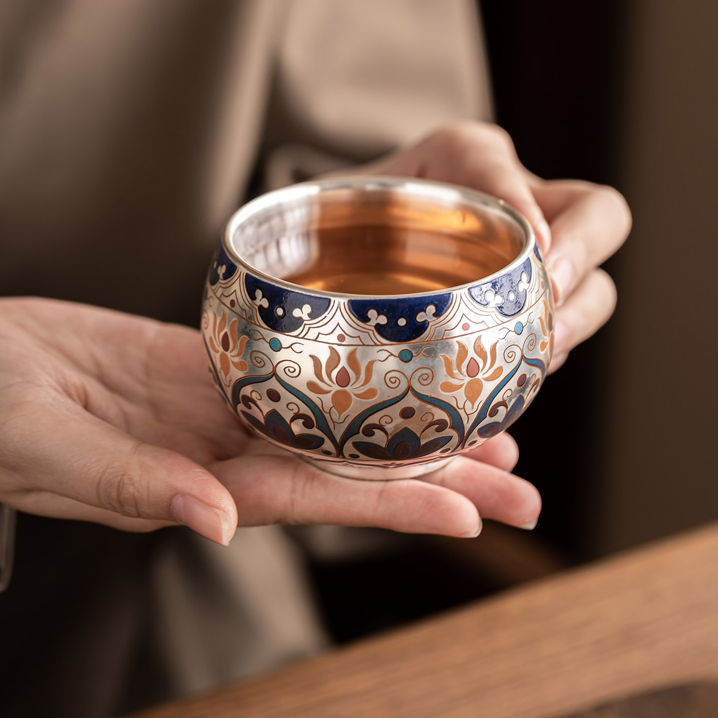 鎏银茶具一壶二杯送外国人伴手礼