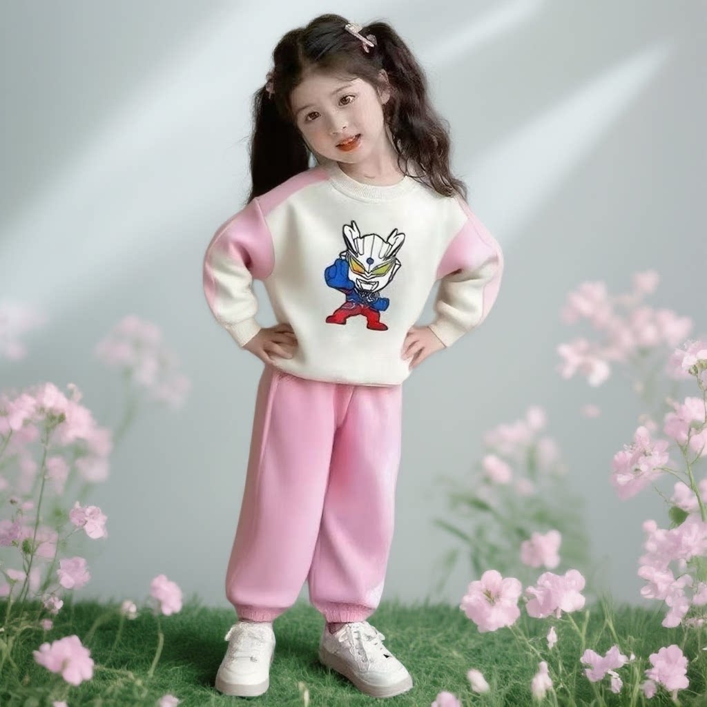 女童奥特曼纯棉卫衣套装两件套