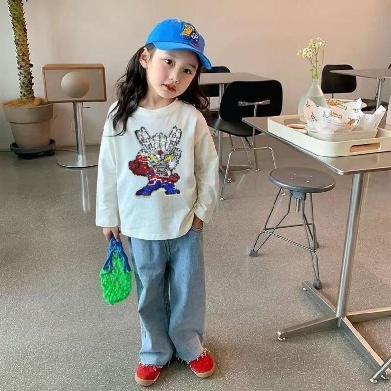 女童纯棉奥特曼衣服秋季t恤宝宝变色亮片儿童男孩迪迦赛罗长袖潮