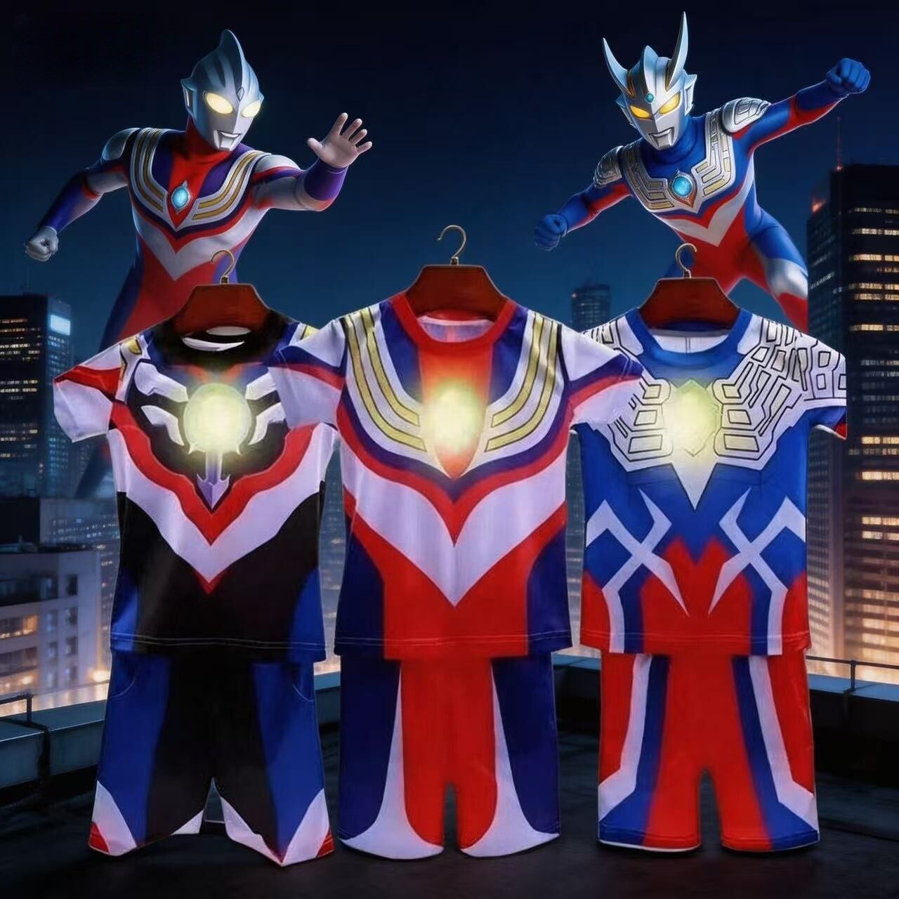 赛罗奥特曼衣服男童迪迦夏季短袖儿童套装速干男孩t恤cosplay服装