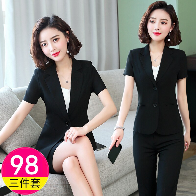 短袖小西装外套女2025夏季新款韩版修身西服套装女薄款职业工作服