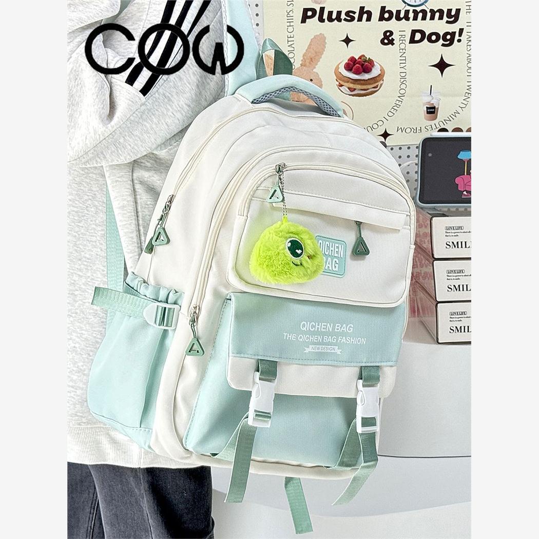 COW 书包女ins初高中学生双肩包学院风可爱大容量多隔层轻旅行包