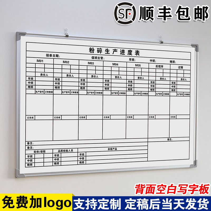 【粉碎生产进度表】白板定制内容