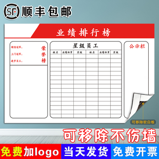业绩排行榜 定做磁性软白板内容白板可擦墙贴公告栏V印刷生产车间