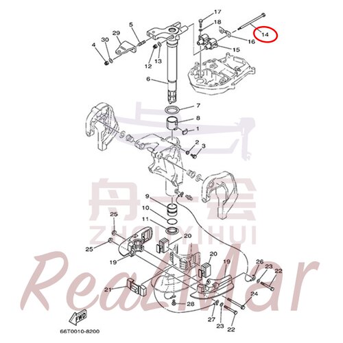 上减振器六角头螺栓 舷外机雅马哈百胜的翟墨 40马力 90101-08M86