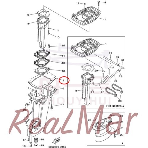 中间箱体垫片 舷外机雅马哈海的航凯翟墨 18/20马力 6B4-45113-00