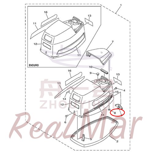 六角法兰面螺母 舷外机雅马哈百胜的航凯翟墨 30马力 90179-06M24