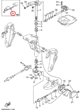 24)翟墨雅马哈舷外机船外橡皮艇冲锋舟转向连接板6H3-48511-51-4D
