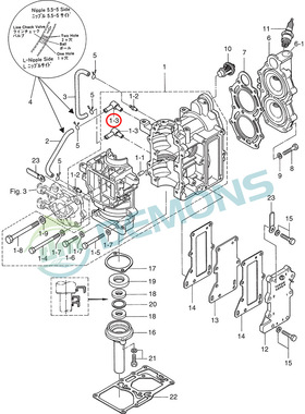 1–1–3)翟墨雅马哈舷外机船外挂机气缸体弯管接头393-01137-0