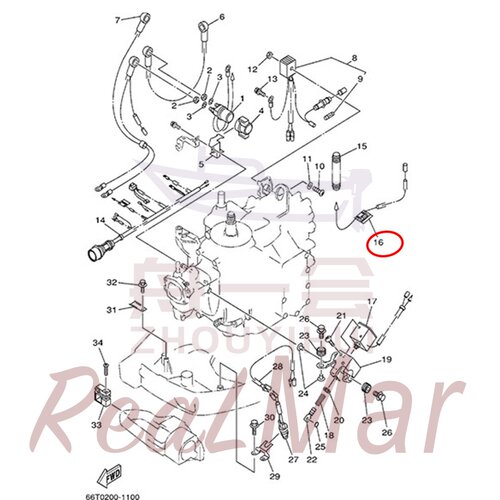 手摁起动开关延长线 舷外机雅马哈翟墨 40马力 66T-82115-00