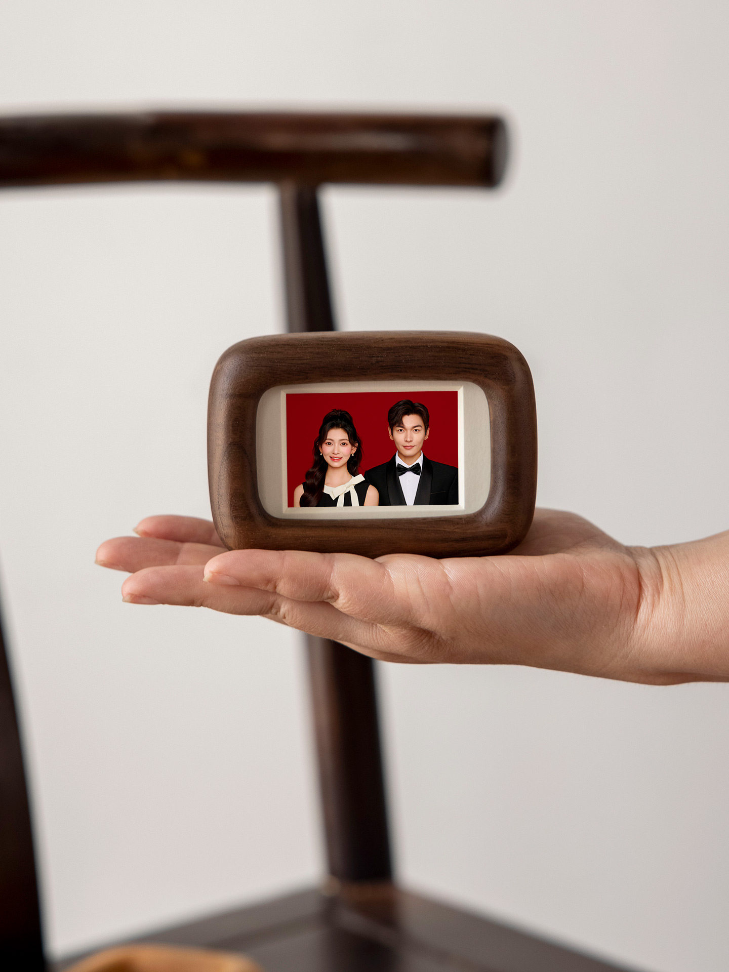 迷你圆墩墩实木相框摆台洗照片做成结婚登记照空框三寸拍立得画框