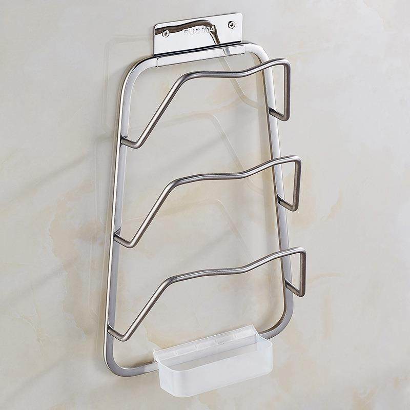 304不锈钢免打孔锅盖架带接水盘收纳架用品多功能厨房置物架壁挂