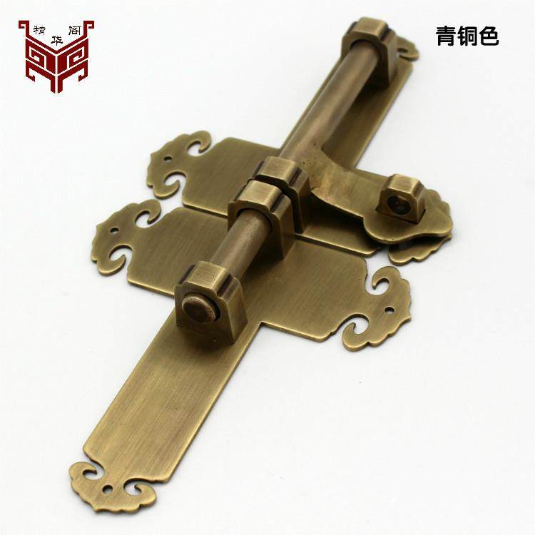 仿古黄铜插销门锁门扣中式大门复古古建实木大门黄铜大插销门栓锁