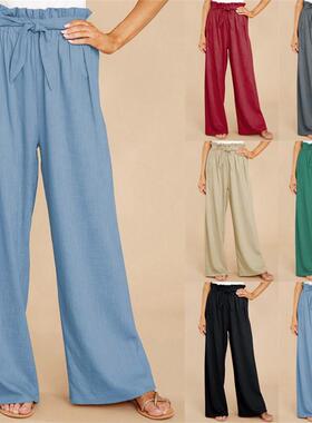 Large size loose cotton linen casual trousers women pants 裤