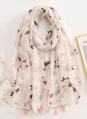 Cotton Scarf Women Large Shawls  Echarpe Print Tassel Scarve