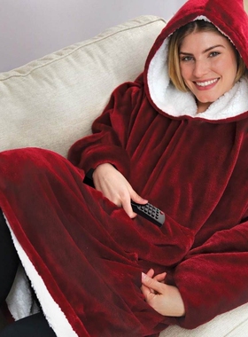 Plush Fleece Sherpa Blanket Warm Pocket Hoodie TV Blankets