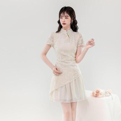 KATTERLLG新中式温柔减龄显瘦刺绣连衣裙女小个子高级感改良旗袍