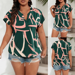 Plus size summer women stylish elegant blouse big size tops