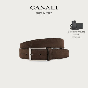 CANALI康纳利绒面小牛皮配矩形带扣男士 可调节腰带