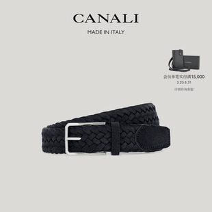 腰带 CANALI康纳利绒面牛皮革配辫编矩形带扣男士 26春夏新品