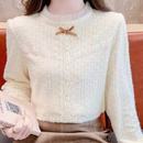 超火蕾丝打底衫 冬加绒加厚叠穿内搭蝴蝶结花边保暖上衣 女2025新款