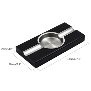 橡木雪茄便携式烟灰缸创意双槽位雪茄烟具专用配件灭烟缸客厅家用