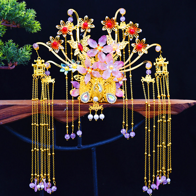 仙家凤冠头冠手工合金神像头戴黑老太泰山奶奶九尾狐合金配件头冠