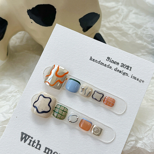 去山野中NAIL手工甲片小红书小众ins夏日多巴胺配色个性 穿戴甲