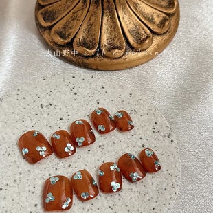 去山野中NAIL手工甲片小红书小众ins夏日琥珀花花极简高级穿戴甲