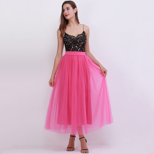 爆款女装欧美4层100网纱半身长裙 tulle skirt亚马逊爆款纱裙外贸