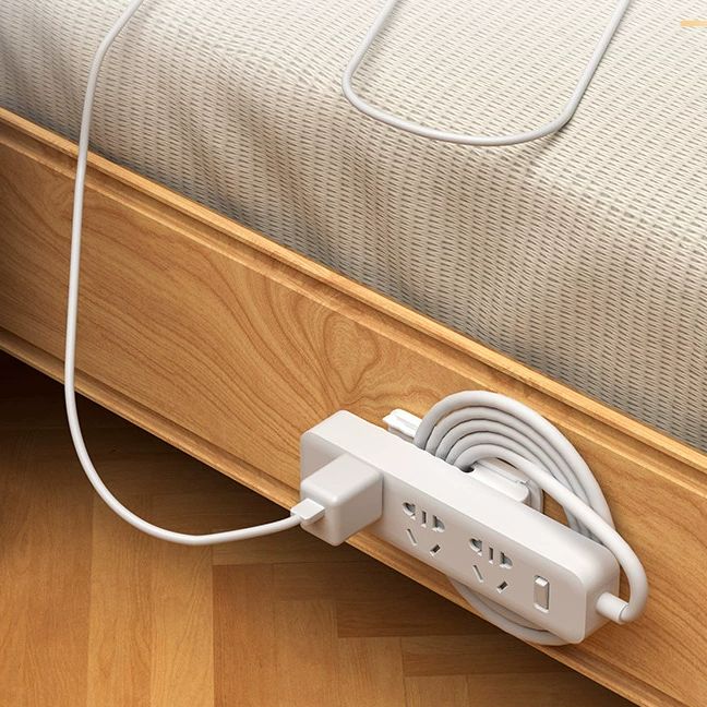 A排插固定器插座插板免打孔插排插线板墙上贴插头电线收纳理线器