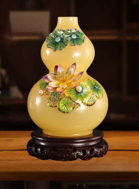 富贵满堂琉璃玉石葫芦摆件