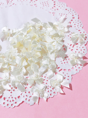 10个价宽1.8厘米黄色带珠子小蝴蝶结手工DIY装饰内衣内裤娃衣辅料