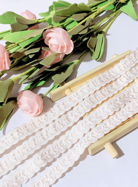 宽1.2厘米浅橙色褶皱弹力肩带松紧带花边手工DIY装饰材料服装辅料