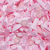 1个价宽3厘米粉色爱心吊坠小蝴蝶结配件可爱手工diy装 饰材料辅料