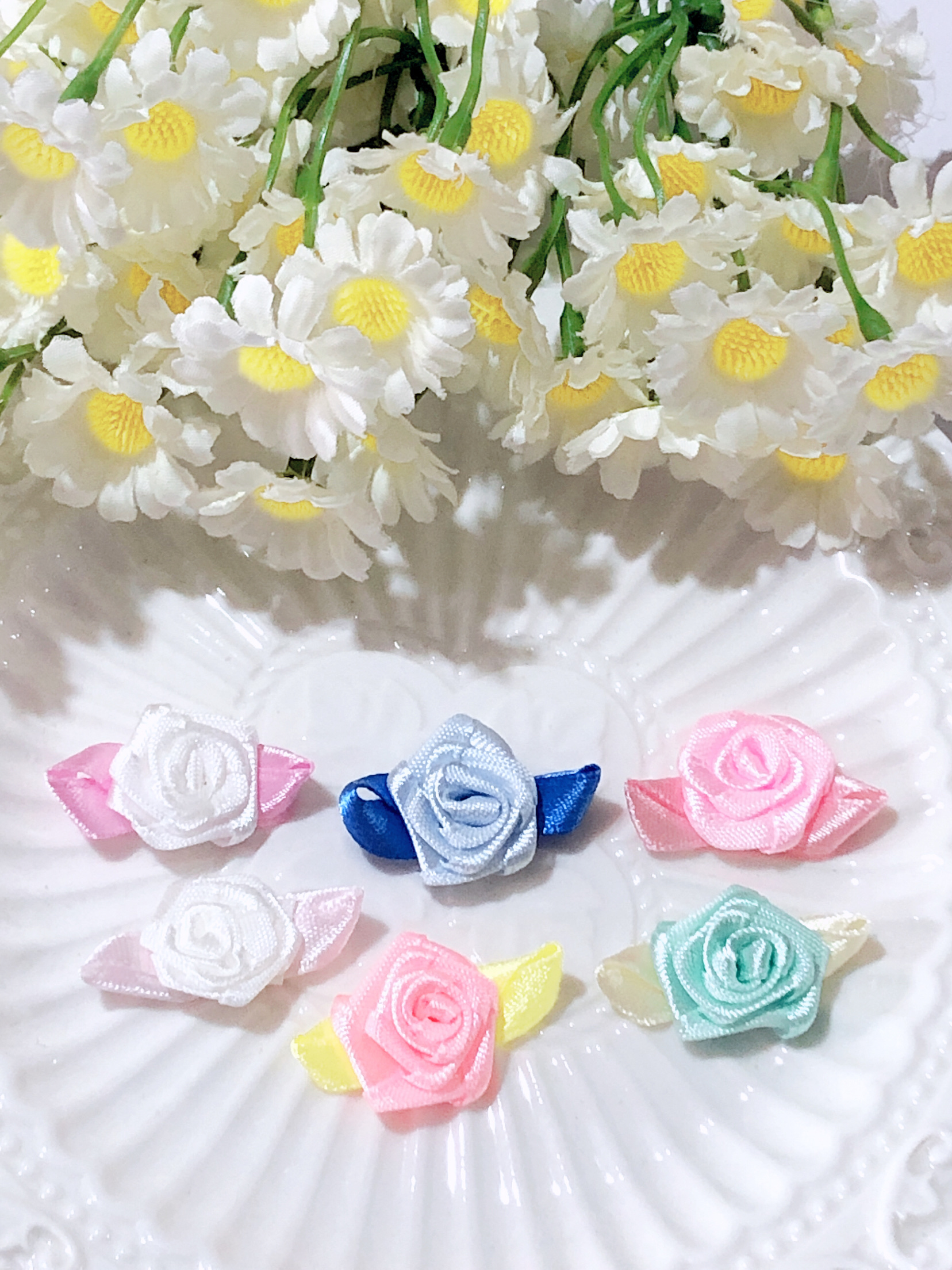 10个价宽3厘米彩色玫瑰花蝴蝶结配件可爱手工DIY装饰材料服装辅料